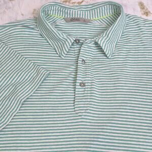 Tasc Performance Polo Shirt Mens XL Green Gray Striped Organic Cotton Preppy